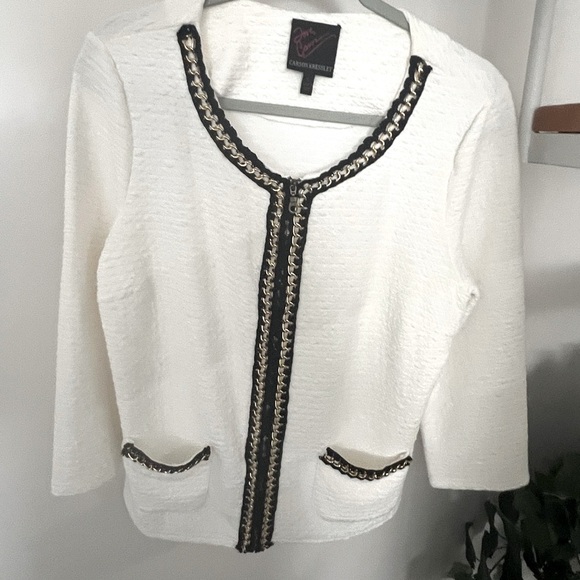 Jackets & Blazers - White Chain-Trim Jacket